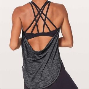 Lululemon Free To Be Serene Bra Tank 2-in-1 in Heathered Grey Black 8
